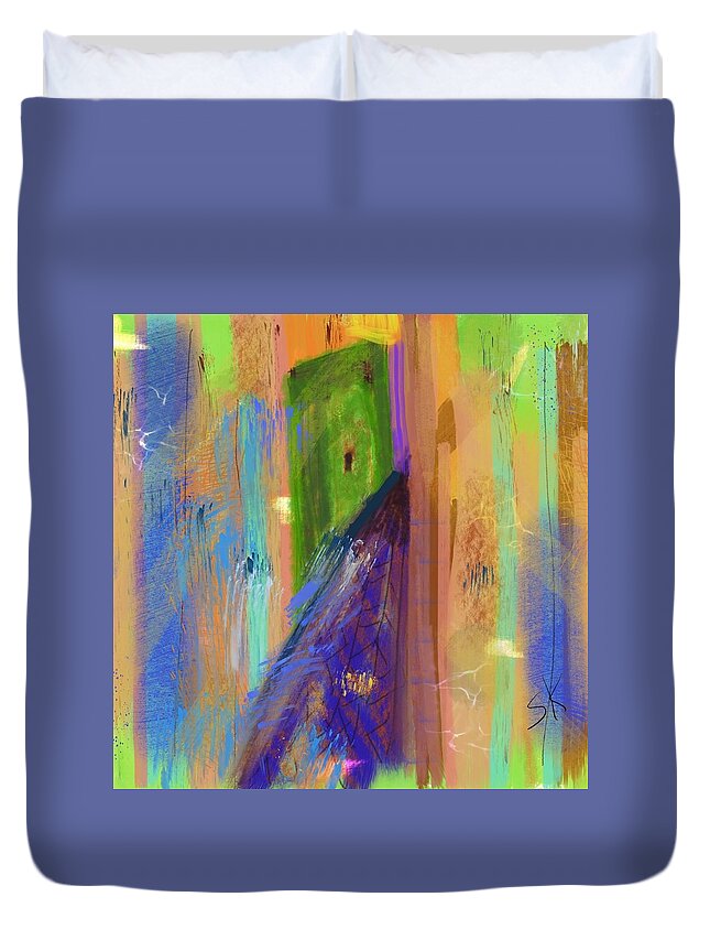 Abstract Duvet Cover featuring the digital art Kasbah Square by Sherry Killam