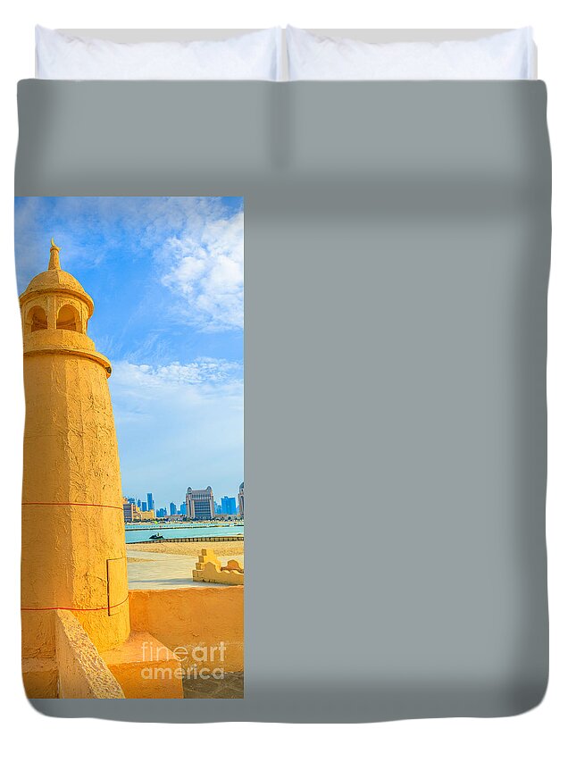 Doha Duvet Cover featuring the photograph Katara Beach in Doha by Benny Marty