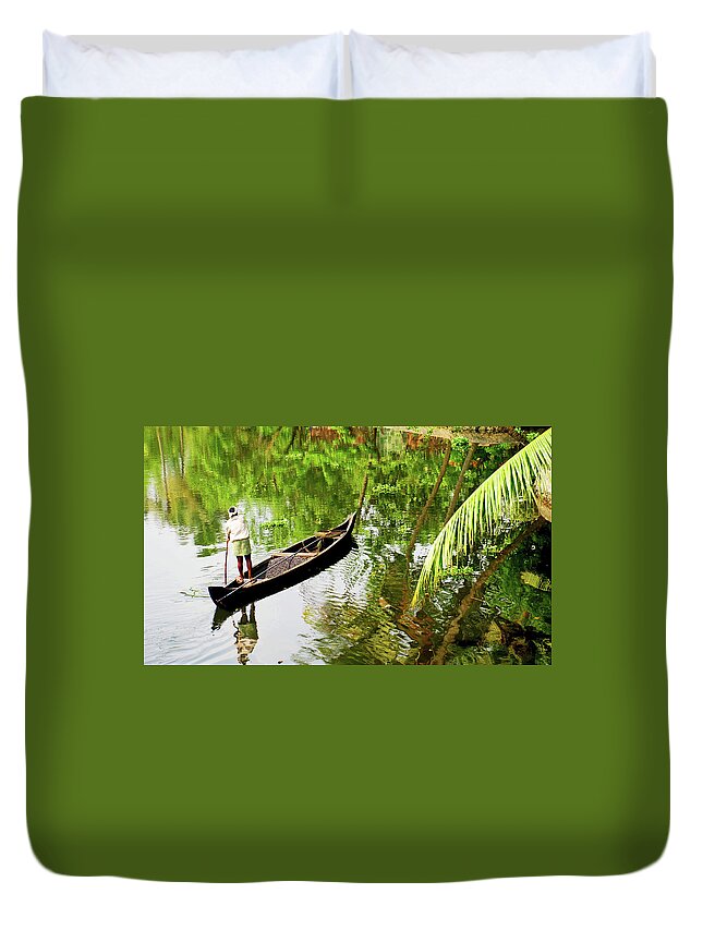 Scenics Duvet Cover featuring the photograph Kerala Backwaters by Gopan G Nair