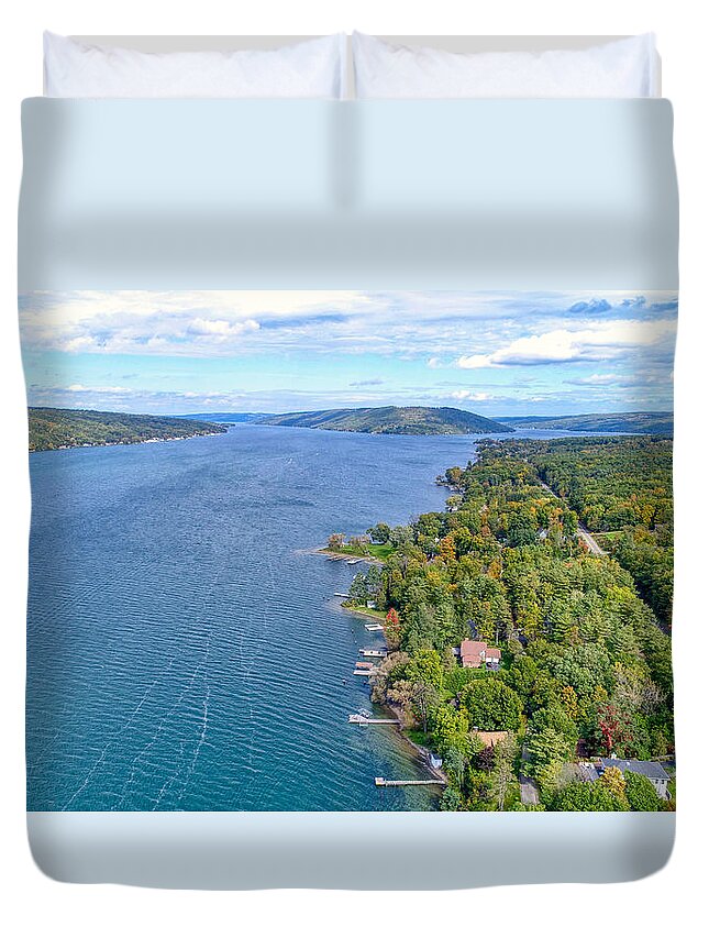 Finger Lakes Duvet Cover featuring the photograph Keuka Center Point by Anthony Giammarino