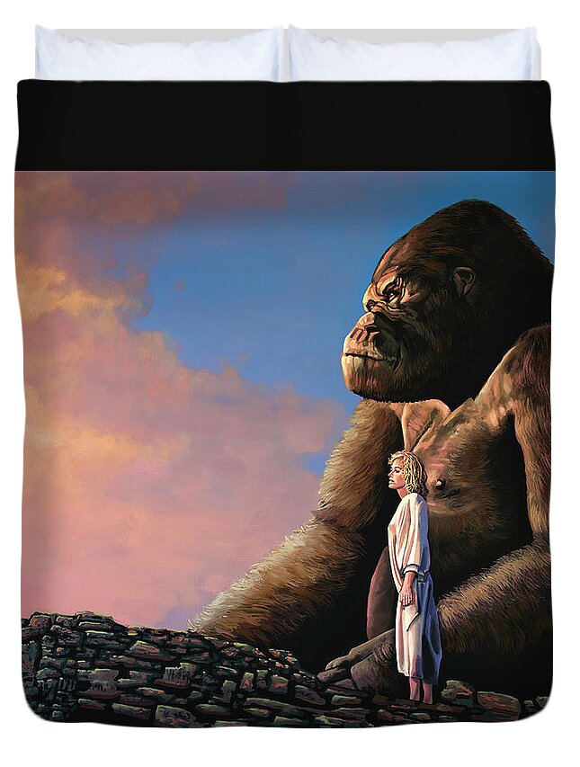 King Kong Duvet Cover featuring the painting King Kong Painting by Paul Meijering
