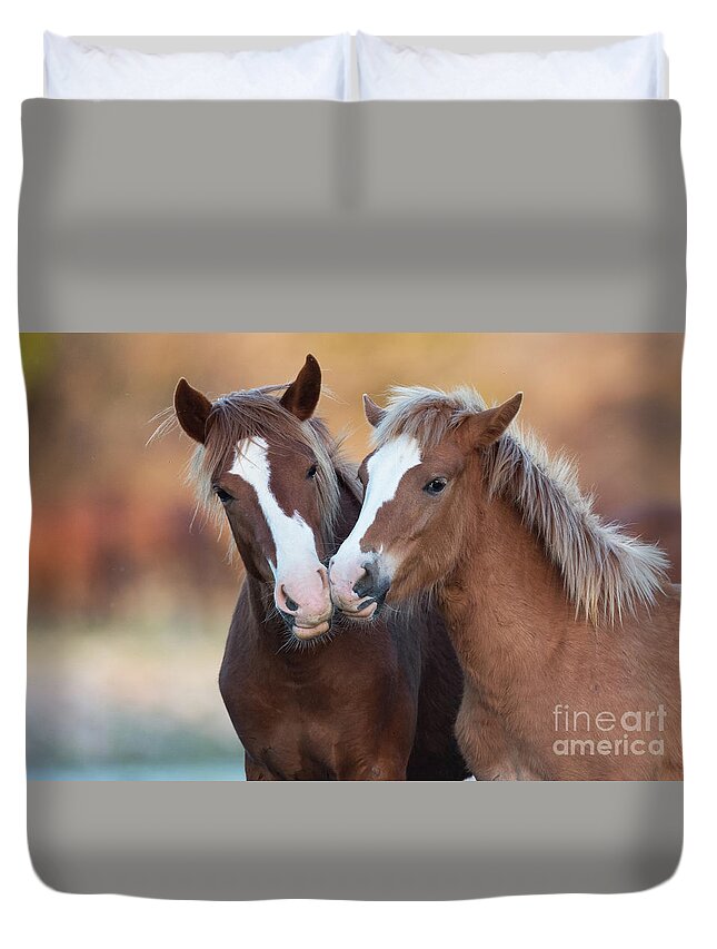 Cute Duvet Cover featuring the photograph The Kiss by Shannon Hastings