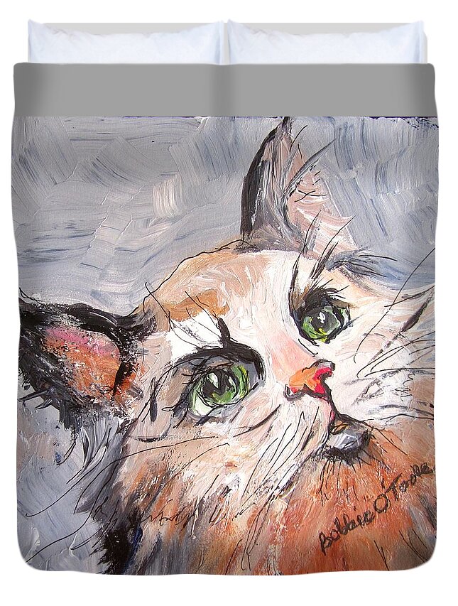Kitty Duvet Cover featuring the painting Kittywampuss by Barbara O'Toole