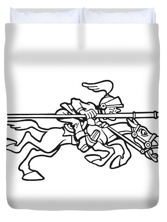 Action Duvet Cover featuring the drawing Knight on Horse with Spear by CSA Images
