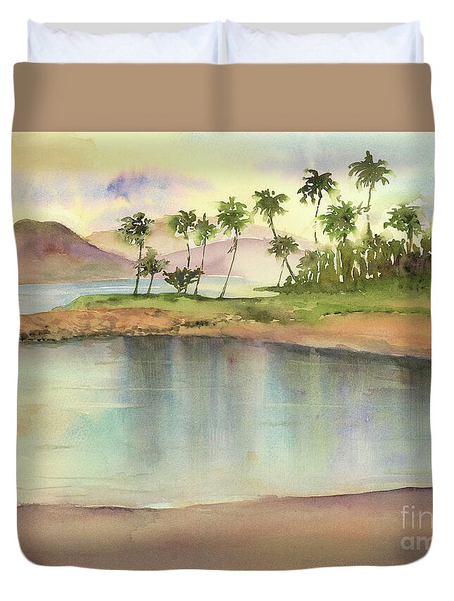 Hawaii Duvet Cover featuring the painting Ko Olina by Amy Kirkpatrick