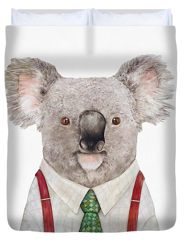 Cute Koala Bear Conversational Microfiber Duvet Cover