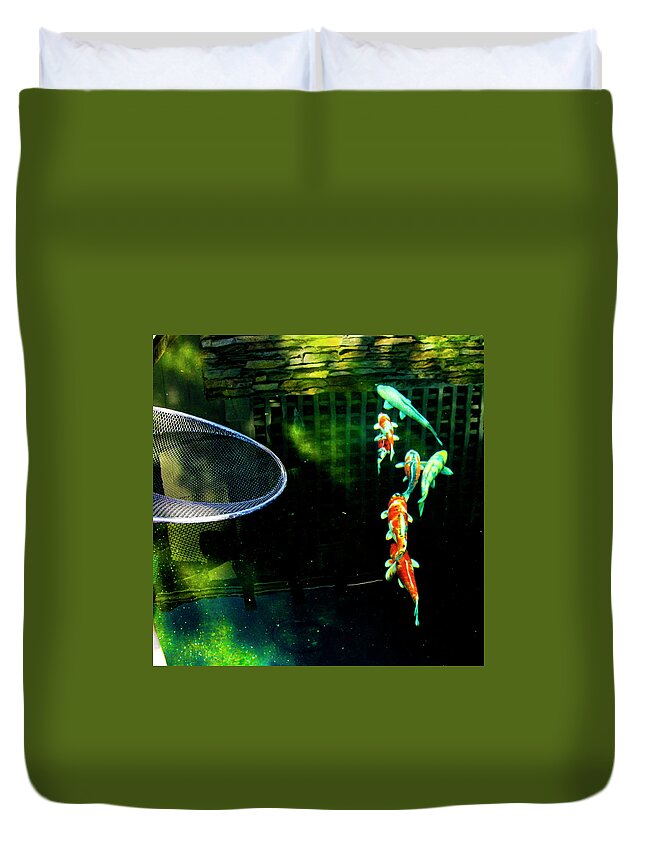 Koi Duvet Cover featuring the photograph Koi 2018 3b by Phyllis Spoor