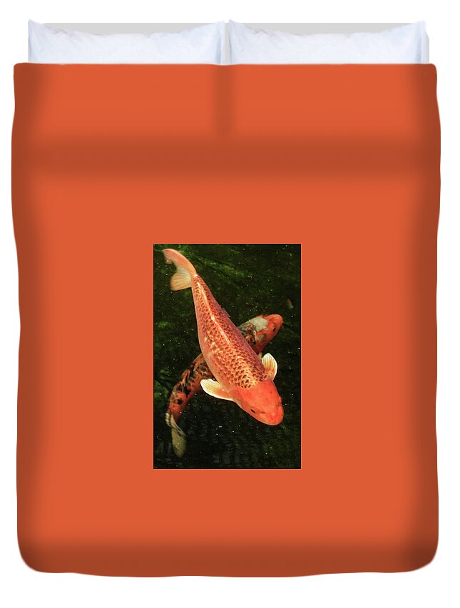 Koi Duvet Cover featuring the photograph Koi 2018 A by Phyllis Spoor