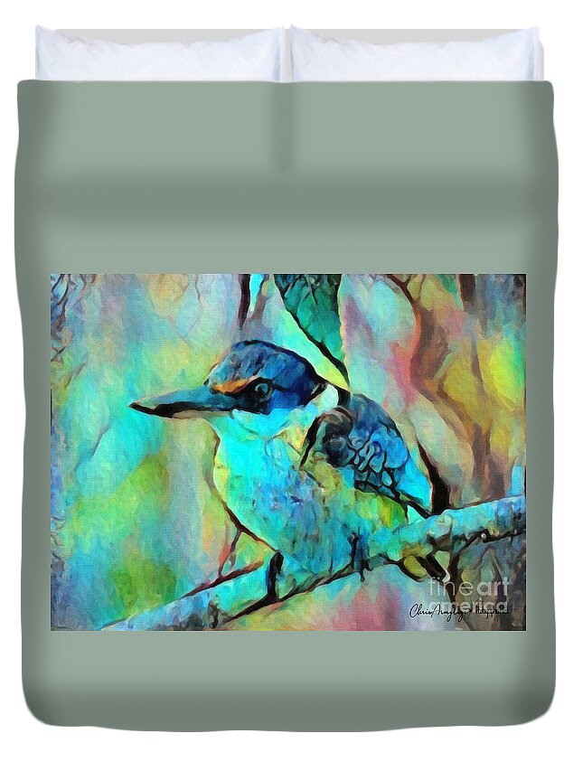 Kookaburra Duvet Cover featuring the painting Kookaburra Blues by Chris Armytage