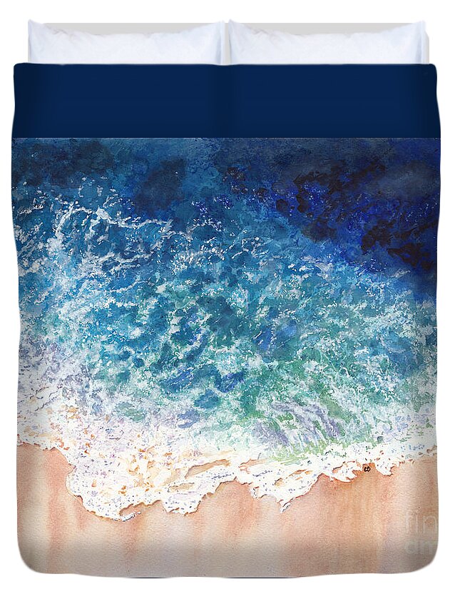 Water Duvet Cover featuring the painting Lace on the Beach by Conni Schaftenaar