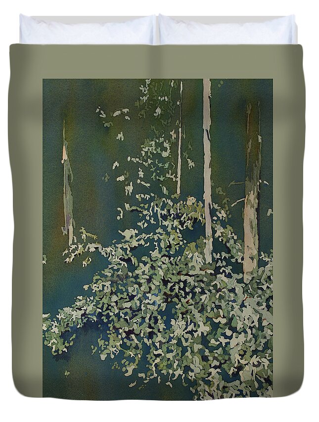 Forest Duvet Cover featuring the painting Lacy Edge by Jenny Armitage