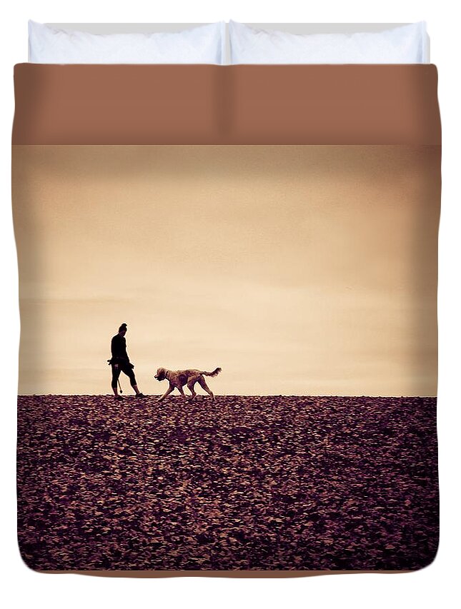 Dog Duvet Cover featuring the photograph Lady with Dog by Anamar Pictures