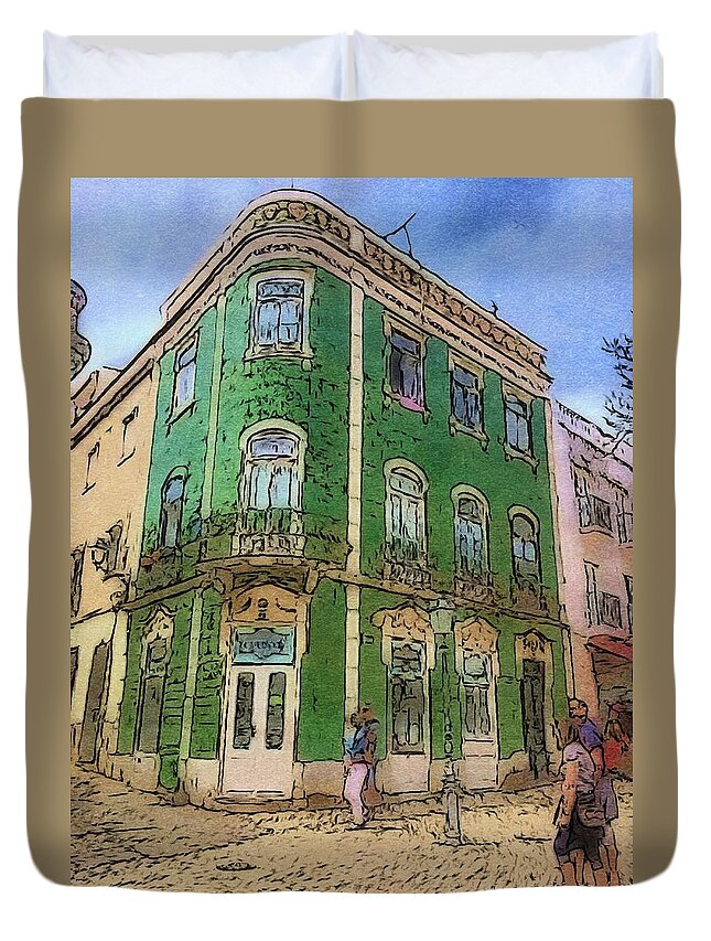 Photoshop Painting Duvet Cover featuring the digital art Lagos Portugal by Steve Glines