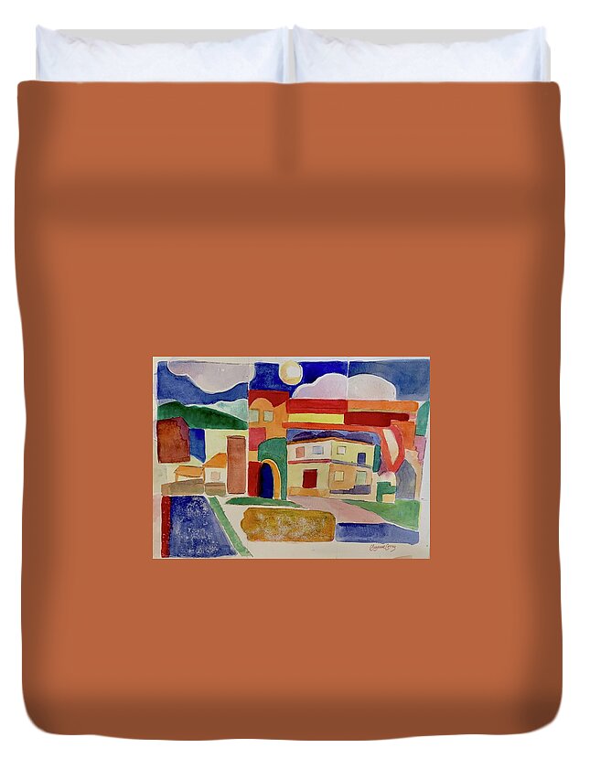 Ecuador Duvet Cover featuring the painting Laguna De Sol Arch by Suzanne Giuriati Cerny
