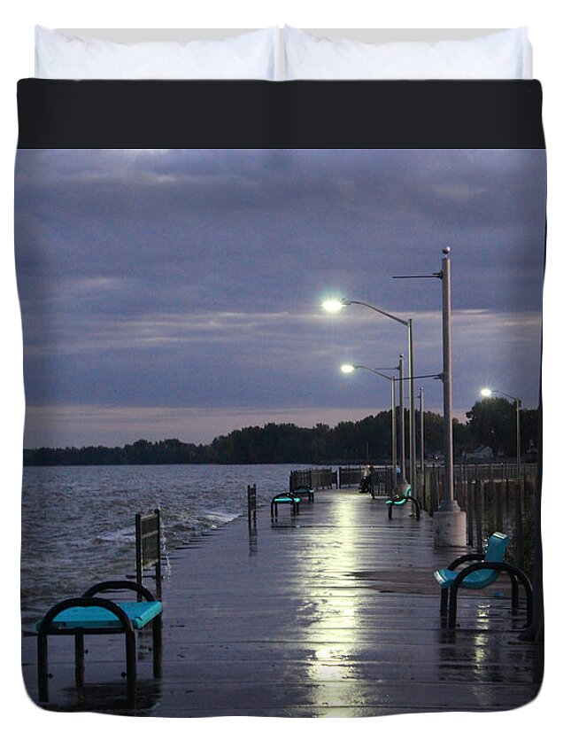 Lake Duvet Cover featuring the photograph Lake Erie Luna Pier by Michael Rucker