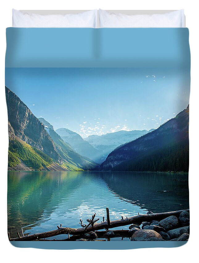 Lake Louise Duvet Cover featuring the photograph Lake Louise by Aileen Savage