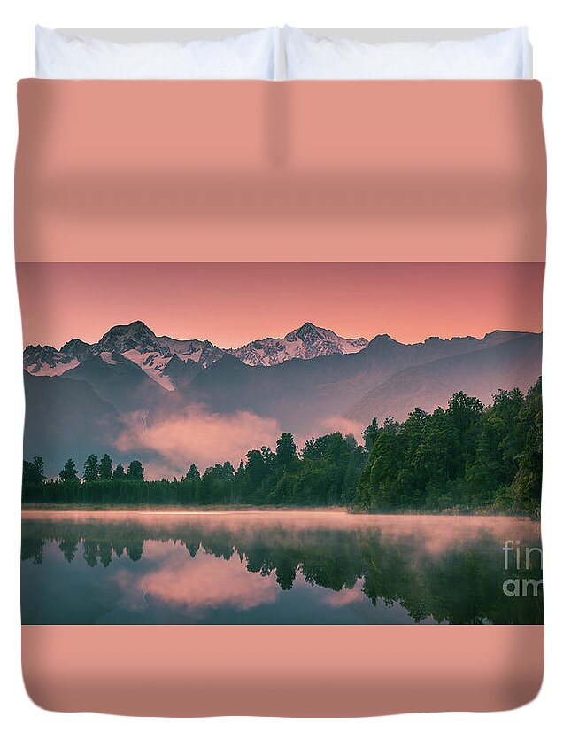 Photography Duvet Cover featuring the photograph Lake Matheson 2 by Henk Meijer Photography