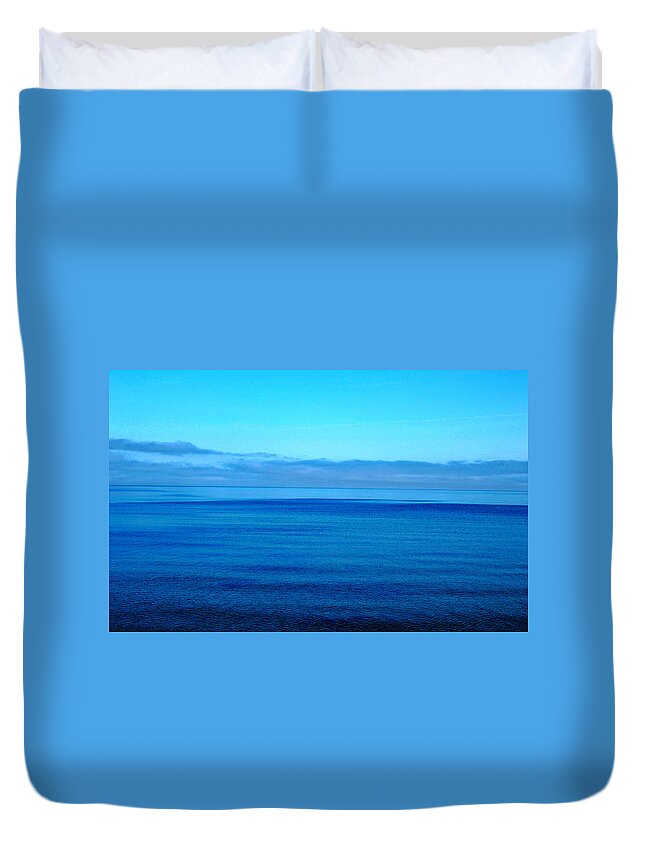 Blue Sky Duvet Cover featuring the photograph Lake Superior Blue by Tom Kelly