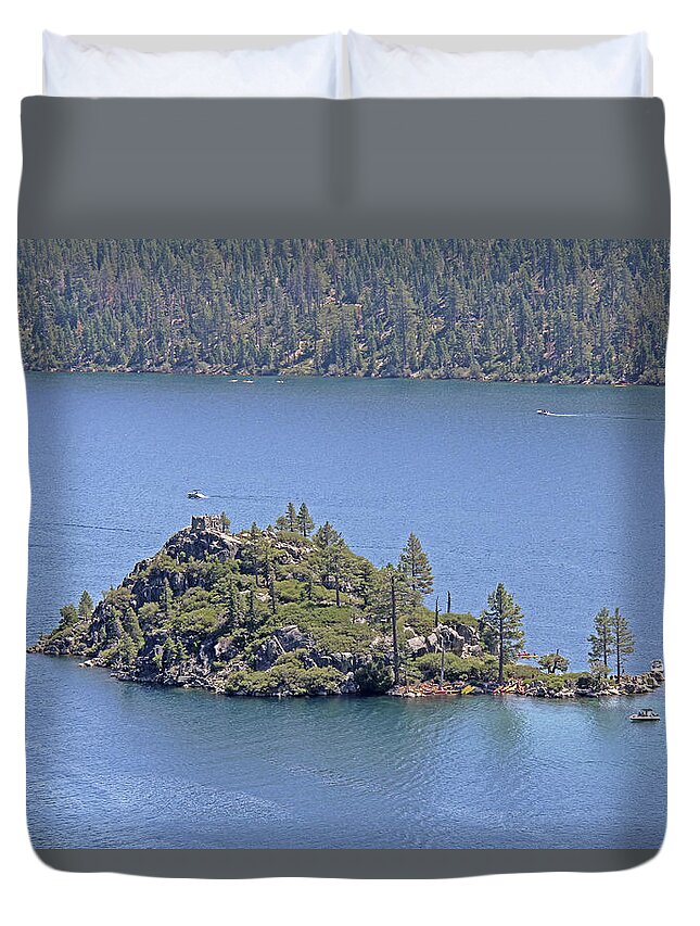 Lake Tahoe Duvet Cover featuring the photograph Lake Tahoe - Fannette Island by Richard Krebs