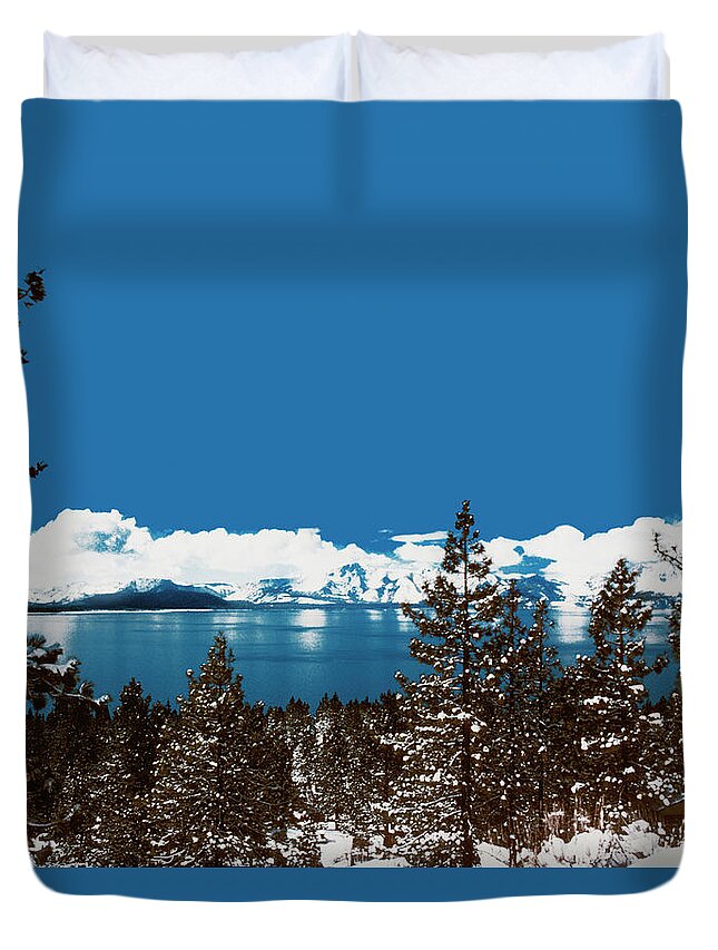 Scenics Duvet Cover featuring the photograph Lake Tahoe On A Winter Day In Nevada by Medioimages/photodisc
