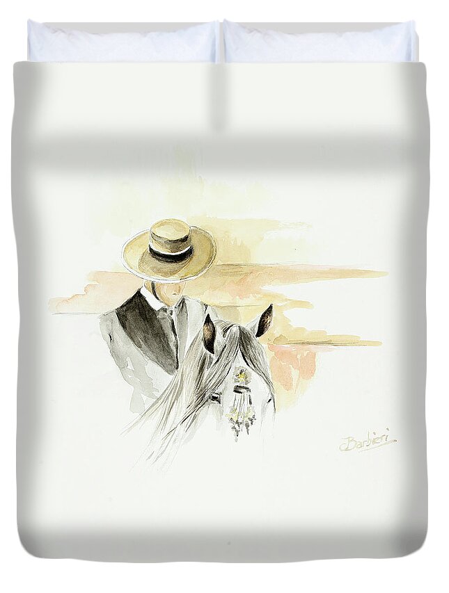  Duvet Cover featuring the painting Lamina taurina 4 by Carlos Jose Barbieri