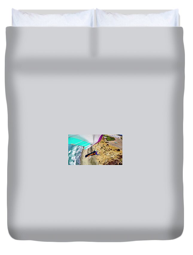 Hang Gliding Duvet Cover featuring the photograph Landing approach by Neil Pankler