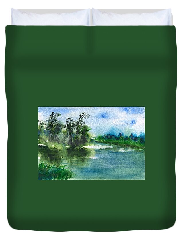 Landscape Duvet Cover featuring the painting Landscape Abstract 3 by Frank Bright