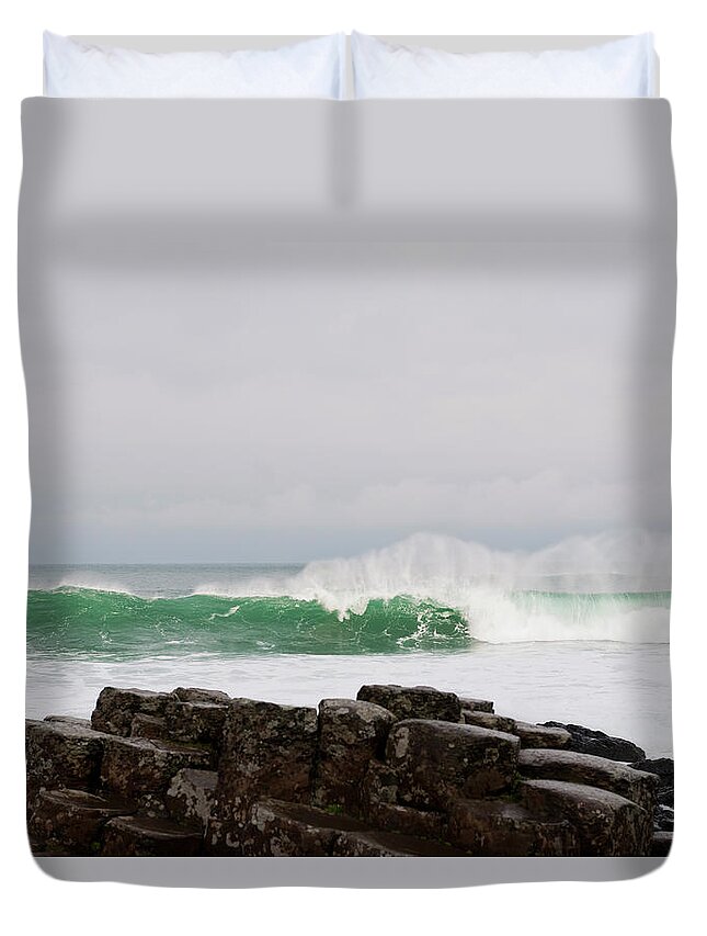 Scenics Duvet Cover featuring the photograph Large Surf Breaking Near Giants Causway by Driendl Group