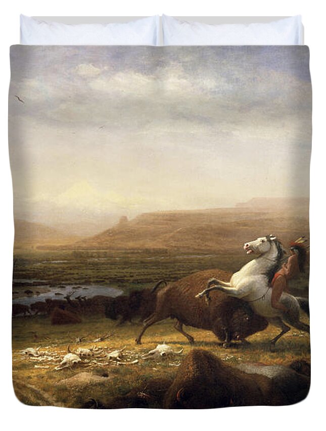 Bufalo Duvet Cover featuring the painting Last of the Buffalo Hunt by Troy Caperton