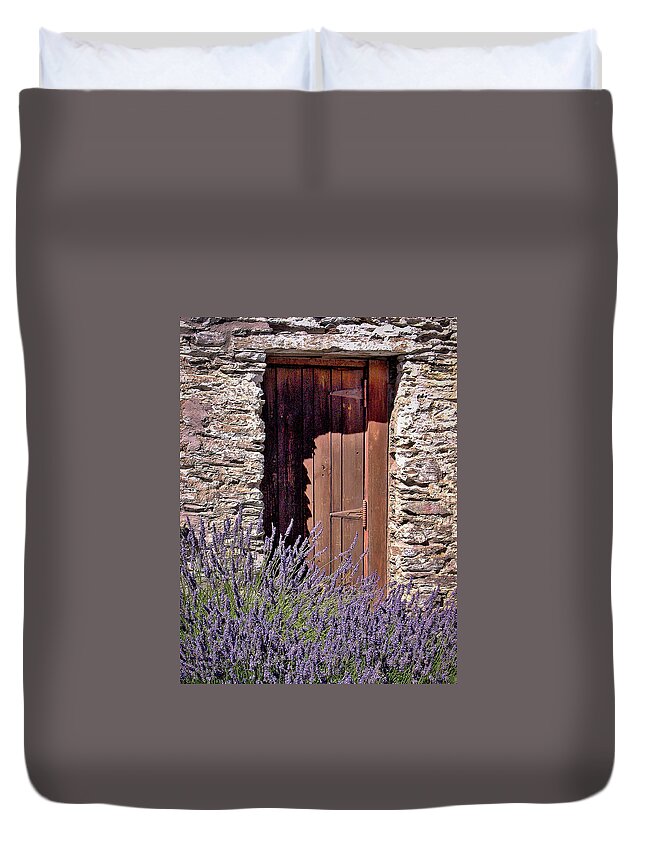 Lavender Duvet Cover featuring the photograph Lavender Welcomes you to this Abode by Leslie Struxness