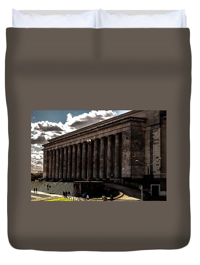 B&w Duvet Cover featuring the photograph Law School from Buenos Aires by Tomas Britos