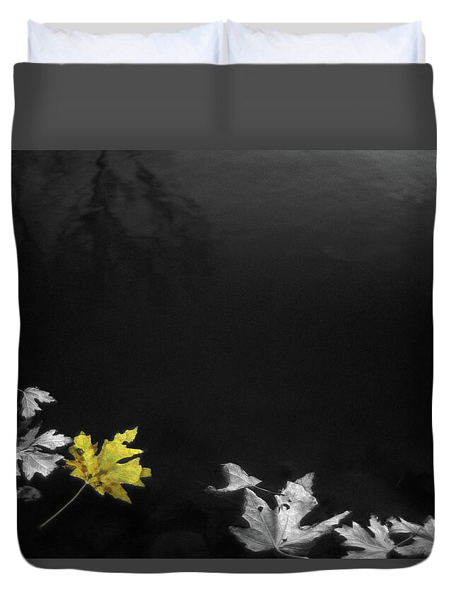 Johnson County Duvet Cover featuring the digital art Leaves on the Edge by Jeff Phillippi