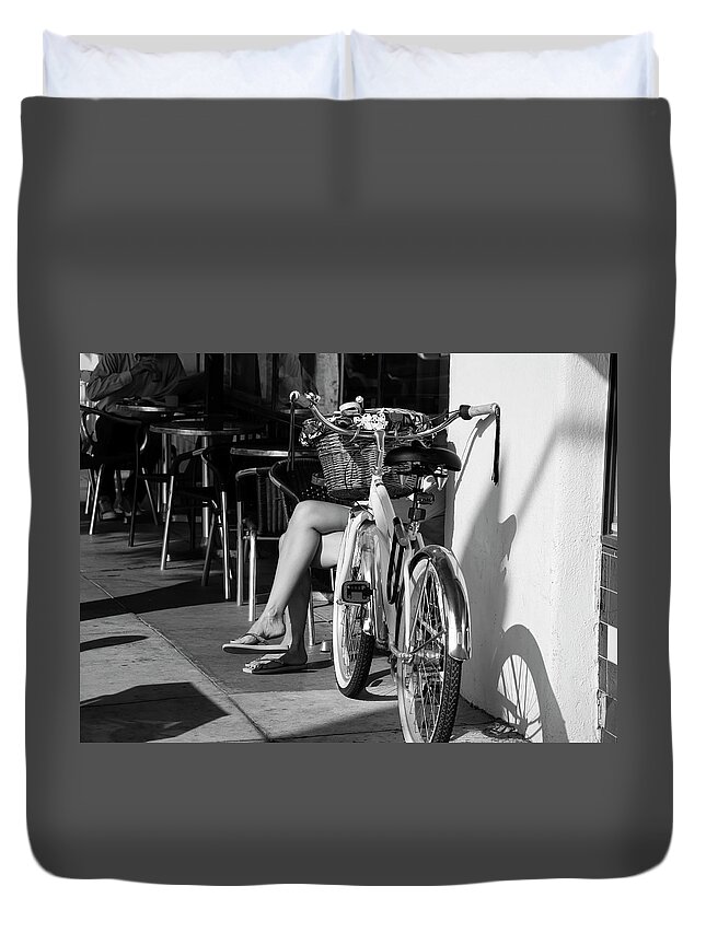 People Female Duvet Cover featuring the photograph Leg Power - B and W by Gene Parks