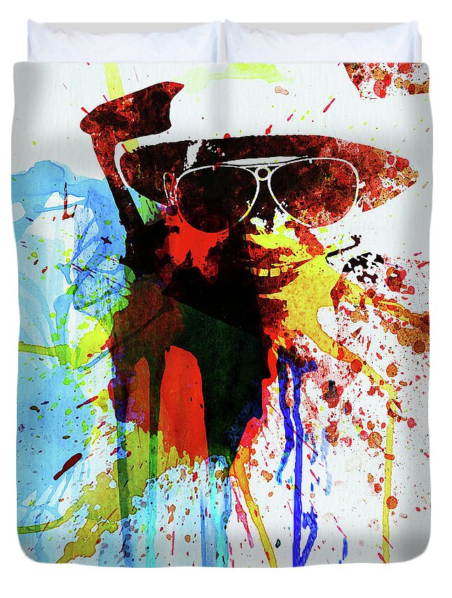 Johnny Depp Duvet Cover featuring the photograph Legendary Fear and Loathing Watercolor by Naxart Studio