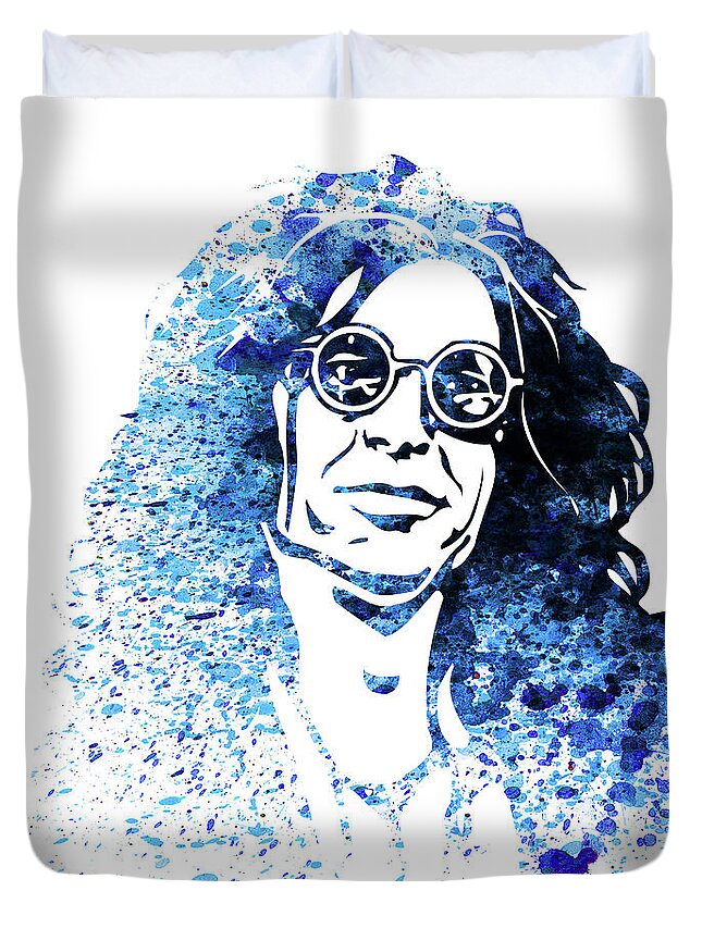 Howard Stern Duvet Cover featuring the mixed media Legendary Howard Stern Watercolor by Naxart Studio