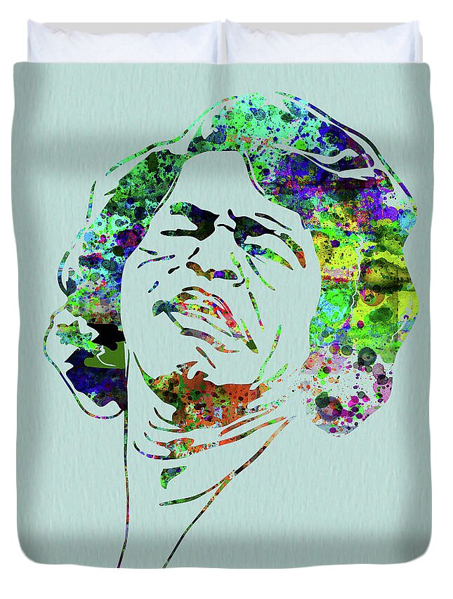 James Brown Duvet Cover featuring the mixed media Legendary James Brown Watercolor by Naxart Studio