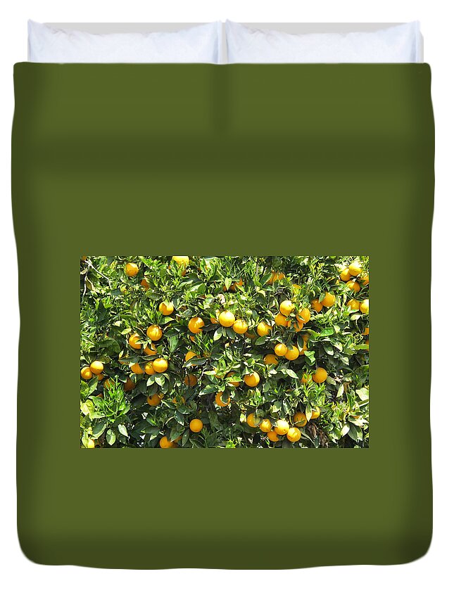 Lemons Duvet Cover featuring the photograph Lemon Tree by Laura Smith