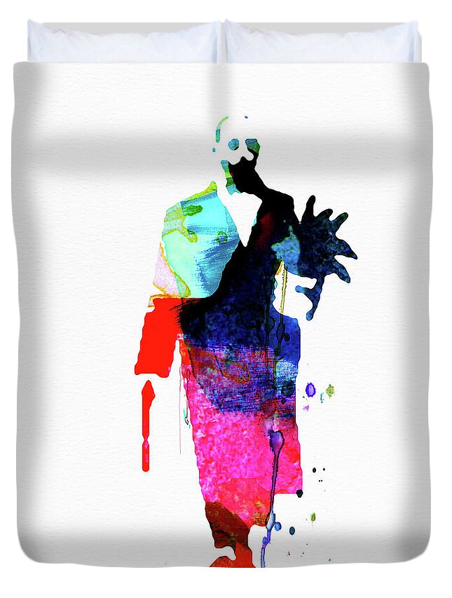 Movies Duvet Cover featuring the mixed media Leon Watercolor by Naxart Studio
