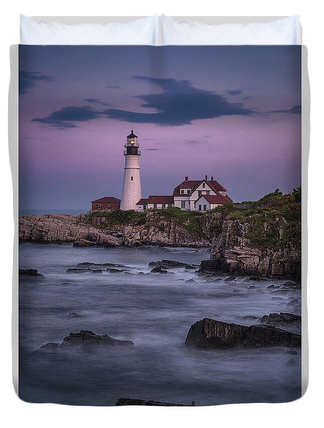 Maine Duvet Cover featuring the photograph Let The Tide Roll by Robert Fawcett