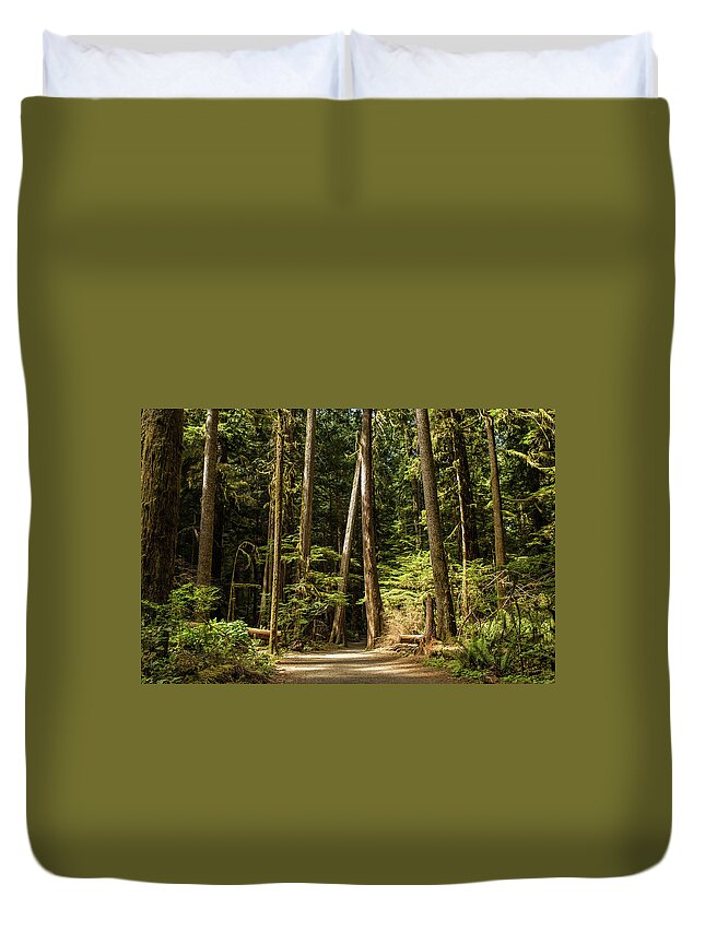 Hiking Trail Duvet Cover featuring the photograph Let's go hiking, Olympic National Park, Mary Mere Fall, Washington by Julieta Belmont