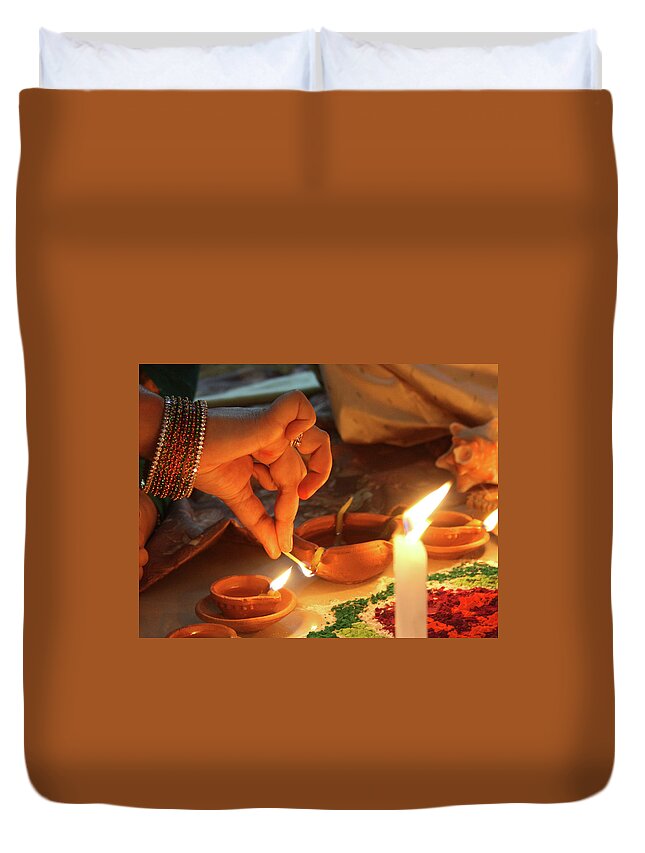 People Duvet Cover featuring the photograph Lets Light The Wold by Saurabh Raj Sharan Photography
