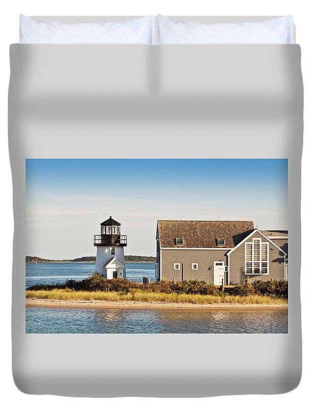 Grass Duvet Cover featuring the photograph Lewis Bay Lighthouse, Hyannis, Cape by Olegalbinsky