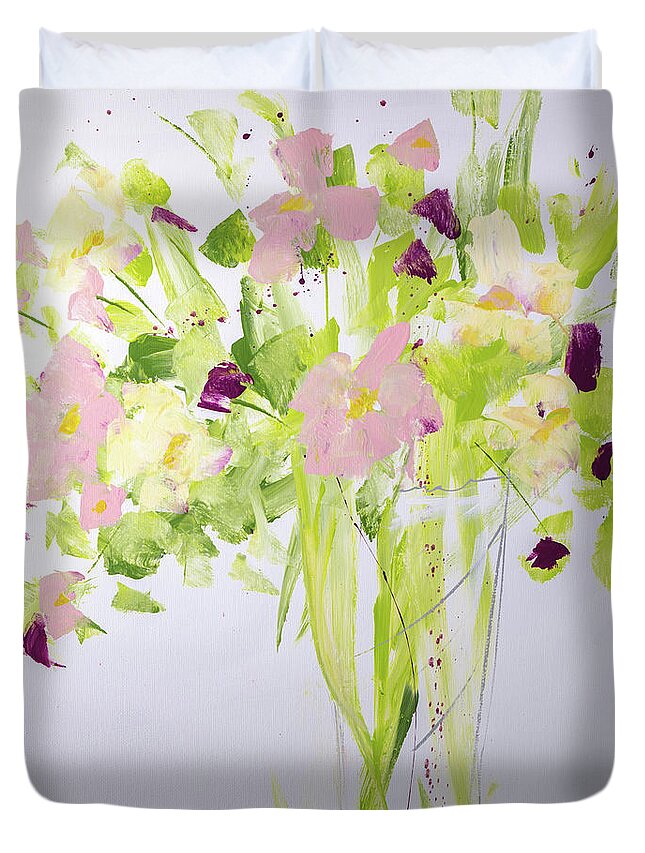 Floral Duvet Cover featuring the painting Light and Airy by Terri Einer