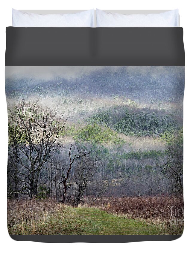 Smoky Mountains Duvet Cover featuring the photograph Light Mountain Snow by Mike Eingle