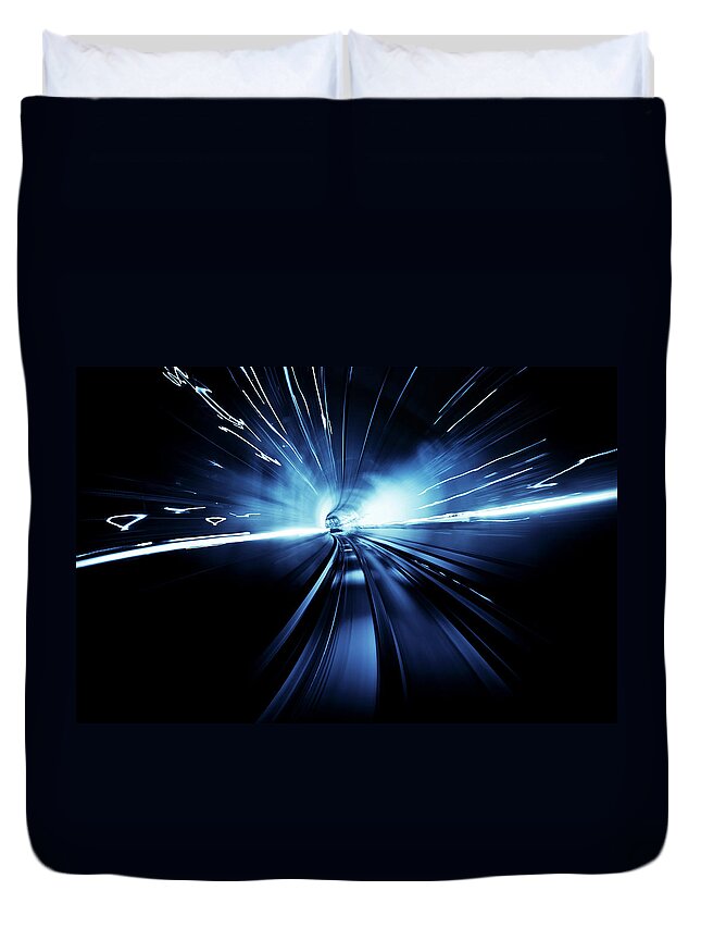 Subway Duvet Cover featuring the photograph Light Tunnel Speed by Nikada