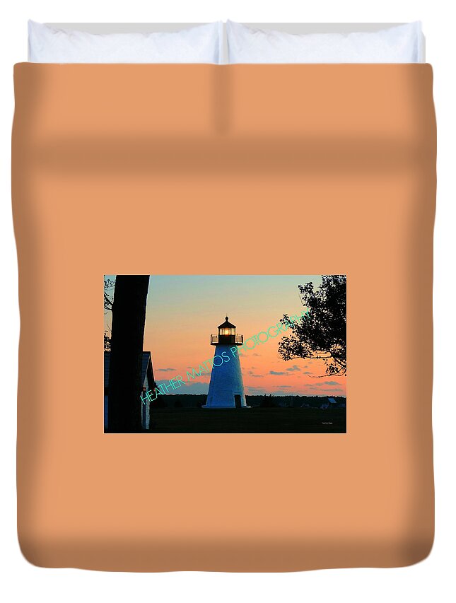 Lighthouse Duvet Cover featuring the photograph Lighthouse at Sunset by Heather M Photography
