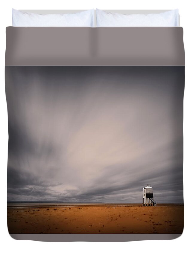 Lighthouse Duvet Cover featuring the photograph Lighthouse on legs by Dominique Dubied