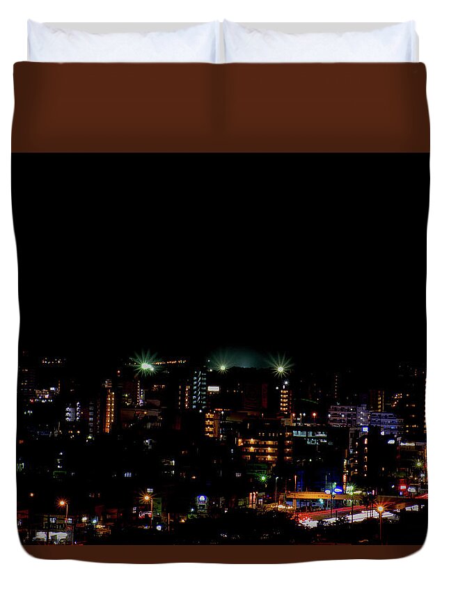 58 Duvet Cover featuring the photograph Lights of the city by Eric Hafner