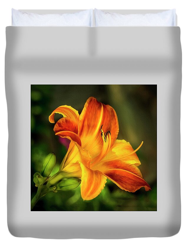 Daylily Duvet Cover featuring the photograph Texas Lily of The Day by Harriet Feagin
