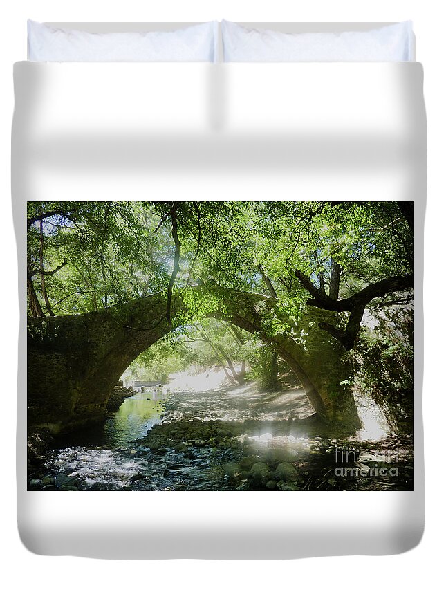 Limassol Duvet Cover featuring the photograph Limassol Cyprus stream by Pics By Tony
